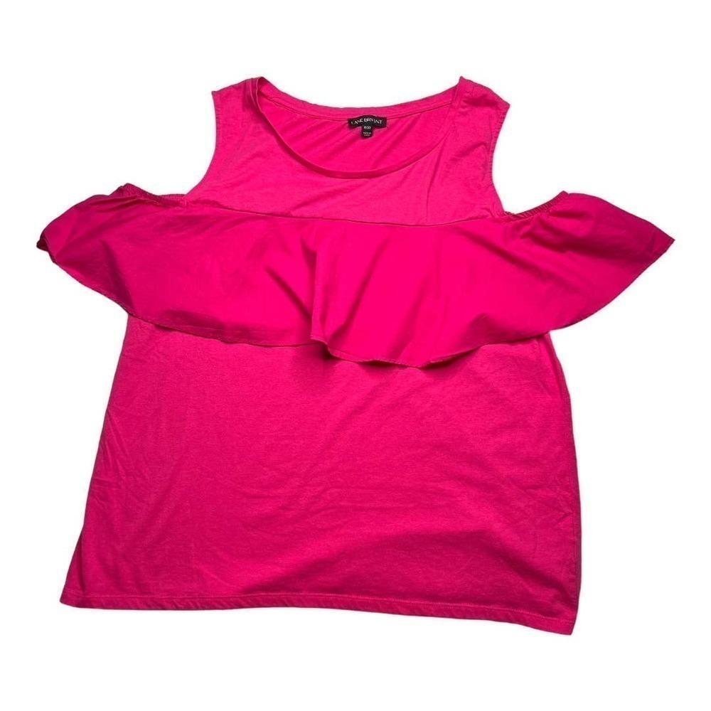 LANE bryant magenta cold shoulder ruffle top size 18/20